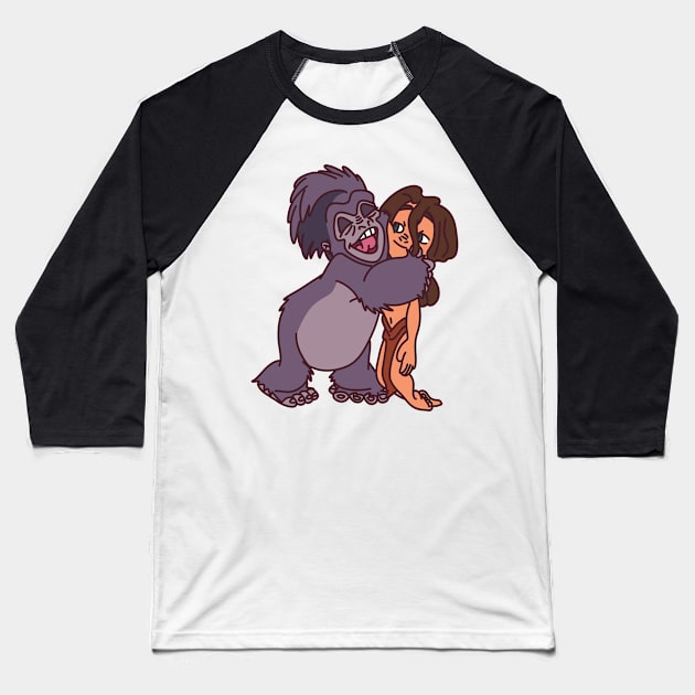 Tarzan and Terk Hugs Baseball T-Shirt by VinylPatch